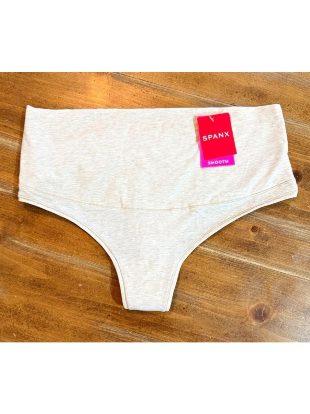 NWT ~ SPANX Cotton Comfort Thong Panties Heather Oatmeal L/G Cotton Stretch